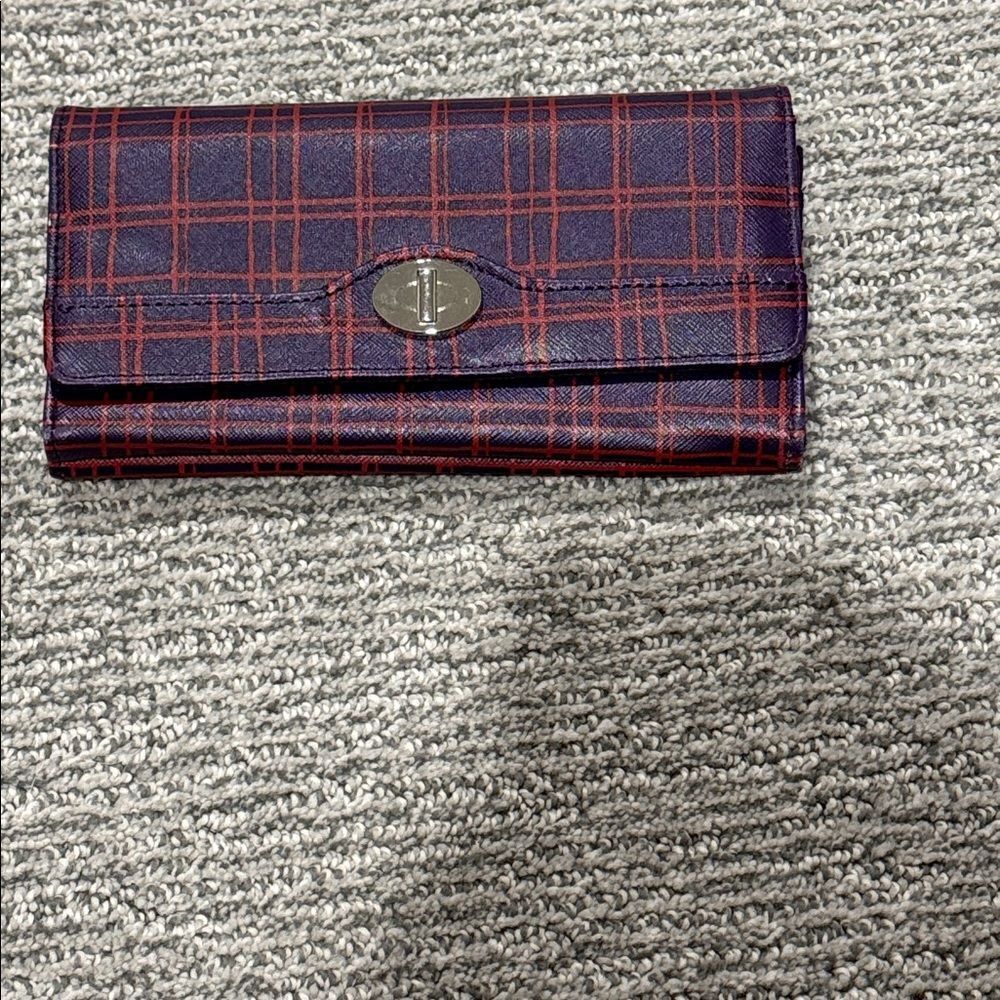 Mundi Dark Purple Wallet with Red Stitching